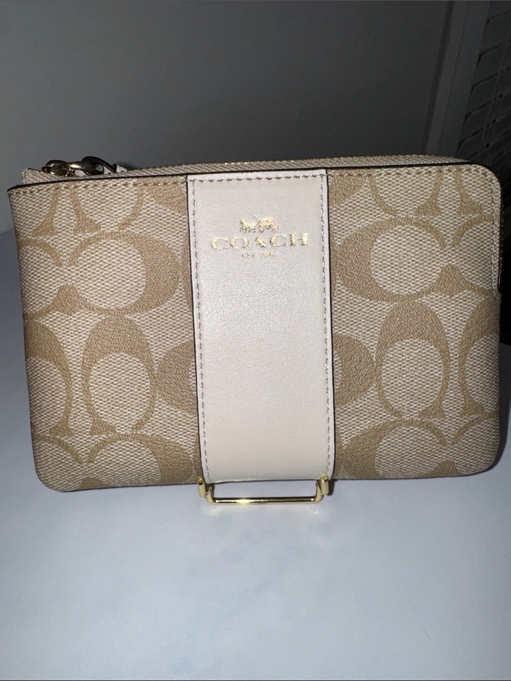 Coach Corner Zip Wristlet in Signature Canvas